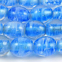 8x10mm Oval Colorlined Glass Bead - Light Blue