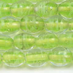8x10mm Oval Colorlined Glass Bead - Light Green