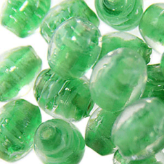 8x10mm Oval Colorlined Glass Bead - Green