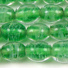 8x10mm Oval Colorlined Glass Bead - Green