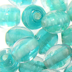 8x10mm Oval Colorlined Glass Bead - Teal