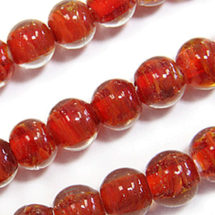 Beads, Glass Beads,  8mm Round Colourswirl,  RED
