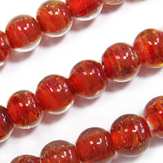 Beads, Glass Beads,  8mm Round Colourswirl,  RED