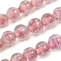 Beads, Glass Beads,  8mm Round Colourswirl,  ROSE