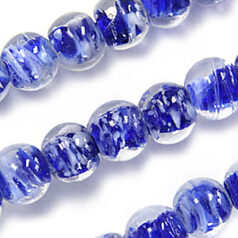 Beads, Glass Beads,  8mm Round Colourswirl,  COBALT BLUE