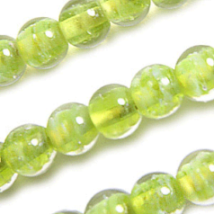 Beads, Glass Beads,  8mm Round Colourswirl, LIGHT GREEN