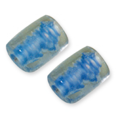 11x14mm Flat Tube Colourswirl Glass Bead - Blue