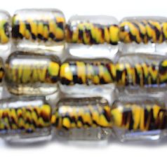 11x14mm Flat Tube Colourswirl Glass Bead - Brown