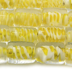 11x14mm Flat Tube Colourswirl Glass Bead - Yellow