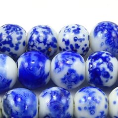 10mm Round  Speckled Glass Bead - Dark Blue