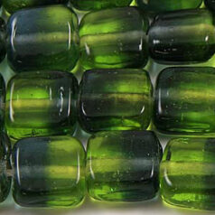 10mm Flat Square Two-Tone Glass Bead - Montana/Olive