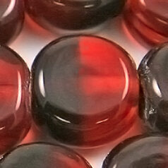Glass Beads 5x10mm Flat Rnd. Two-Tone - Red/Dark Red