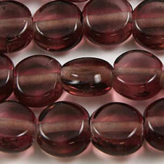 5x10mm Flat Round Two-Tone Glass Bead - Amethyst/Clear