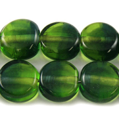 Glass Beads 5x10mm Flat Rnd. Two-Tone - Montana/Olive