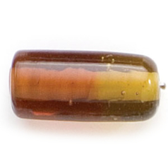 10x22mm Tube Two-Tone Glass Bead - Amber/Brown
