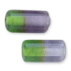 14x17mm Tube Two-Tone Glass Bead - Green / Purple