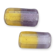 14x17mm Tube Two-Tone Glass Bead - Purple / Amber