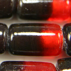 Beads, Glass Beads, 7x12 Tube, Two-Tone, RED/DARK RED