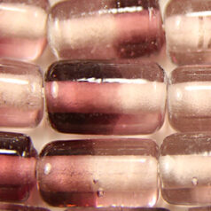 Beads, Glass Beads, 7x12 Tube, Two-Tone, AMETHYST/CRYSTAL