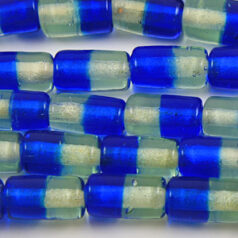 7x12mm Tube Two-Tone Glass Bead - Sapphire/Clear