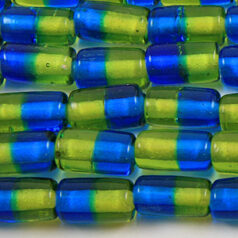 7x12mm Tube Two-Tone Glass Bead - Montana/Olive
