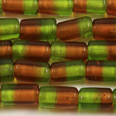 7x12mm Tube Two-Tone Glass Bead - Olive/Topaz