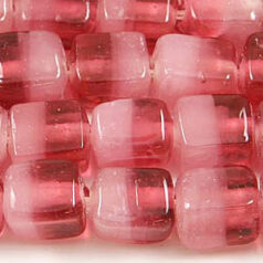 6x6x8mm Cube Two-Tone Glass Bead - Rose/Op.Pink