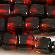 6x6x8mm Cube Two-Tone Glass Bead - Red/Dark Red