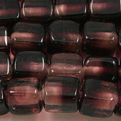 6x6x8mm Cube Two-Tone Glass Bead - Amethyst/Clear