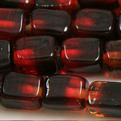 8x8x12mm Cube Two-Tone Glass Bead - Red/Dk. Red