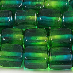 8x8x12mm Cube Two-Tone Glass Bead - Olive/Green