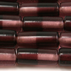 10x22mm Tube Two-Tone Glass Bead - Amethyst/Clear