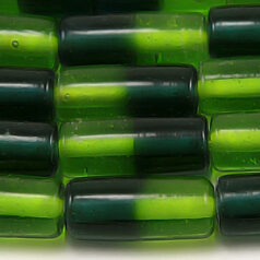 Beads, Glass Beads,  10x22mm Tube Two-Tone, MONTANA/OLIVE