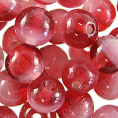 8mm Round Two-Tone Glass Bead - Rose/Op.Pink