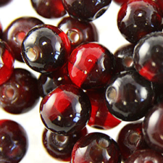 Beads, Glass Beads, 8mm Round Two-Tone, LIGHT RED/DARK RED