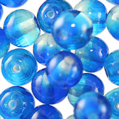 8mm Round Two-Tone Glass Bead - Sapphire/Clear