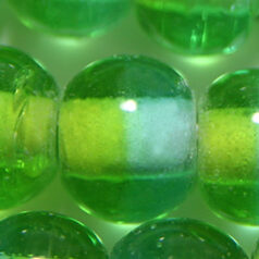 Beads, Glass Beads, 8mm Round Two-Tone, PERIDOT/AQUA