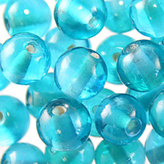 Beads, Glass Beads, 8mm Round Two-Tone, LIGHT AQUA/DARK AQUA