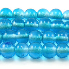 Beads, Glass Beads, 8mm Round Two-Tone, LIGHT AQUA/DARK AQUA