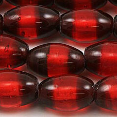 Beads, Glass Beads,  10x15mm Oval Two Tone,  RED/GARNET