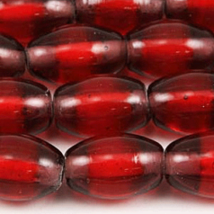 Beads, Glass Beads,  10x15mm Oval Two Tone,  RED/PURPLE