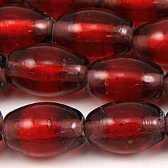 Beads, Glass Beads,  10x15mm Oval Two Tone,  RED/PURPLE