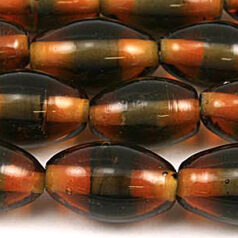 Beads, Glass Beads,  10x15mm Oval Two Tone,  GREY/TOPAZ