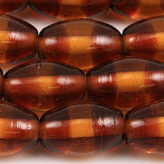 Beads, Glass Beads,  10x15mm Oval Two Tone,  TOPAZ/BROWN