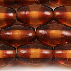 Beads, Glass Beads,  10x15mm Oval Two Tone,  TOPAZ/BROWN