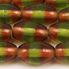 Beads, Glass Beads,  10x15mm Oval Two Tone,  PERIDOT/TOPAZ
