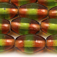 Beads, Glass Beads,  10x15mm Oval Two Tone,  PERIDOT/TOPAZ