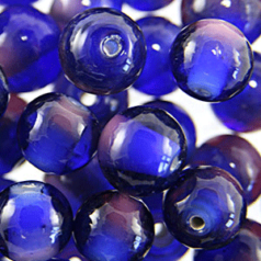 Beads, Glass Beads, 10mm Round Two-Tone, BLUE/PURPLE