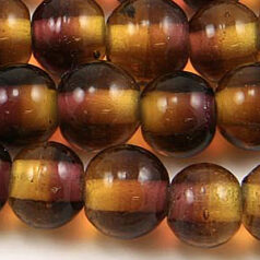 10mm Round Two-Tone Glass Bead - Purple/Amber