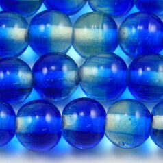 10mm Round Two-Tone Glass Bead - Sapphire/Clear